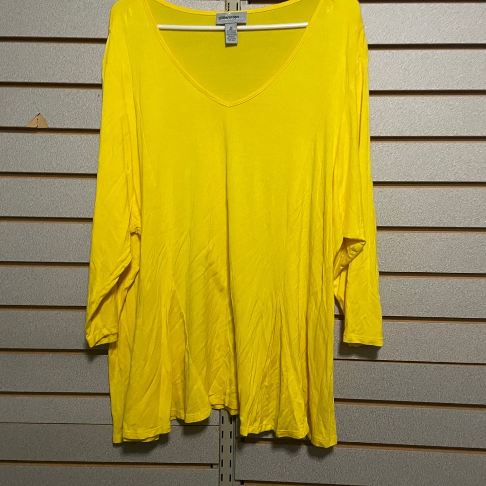 glitterscape‎ yellow v neck 3x tunic top 3 quarter sleeves flowy shirt womens